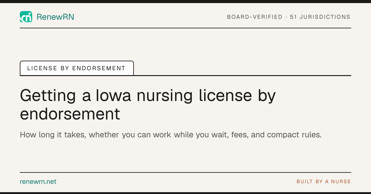 Iowa Nursing License by Endorsement (2026) | RenewRN