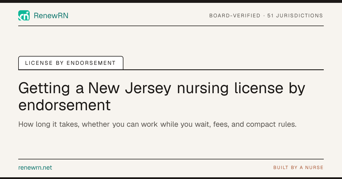 New Jersey Nursing License by Endorsement (2026) | RenewRN