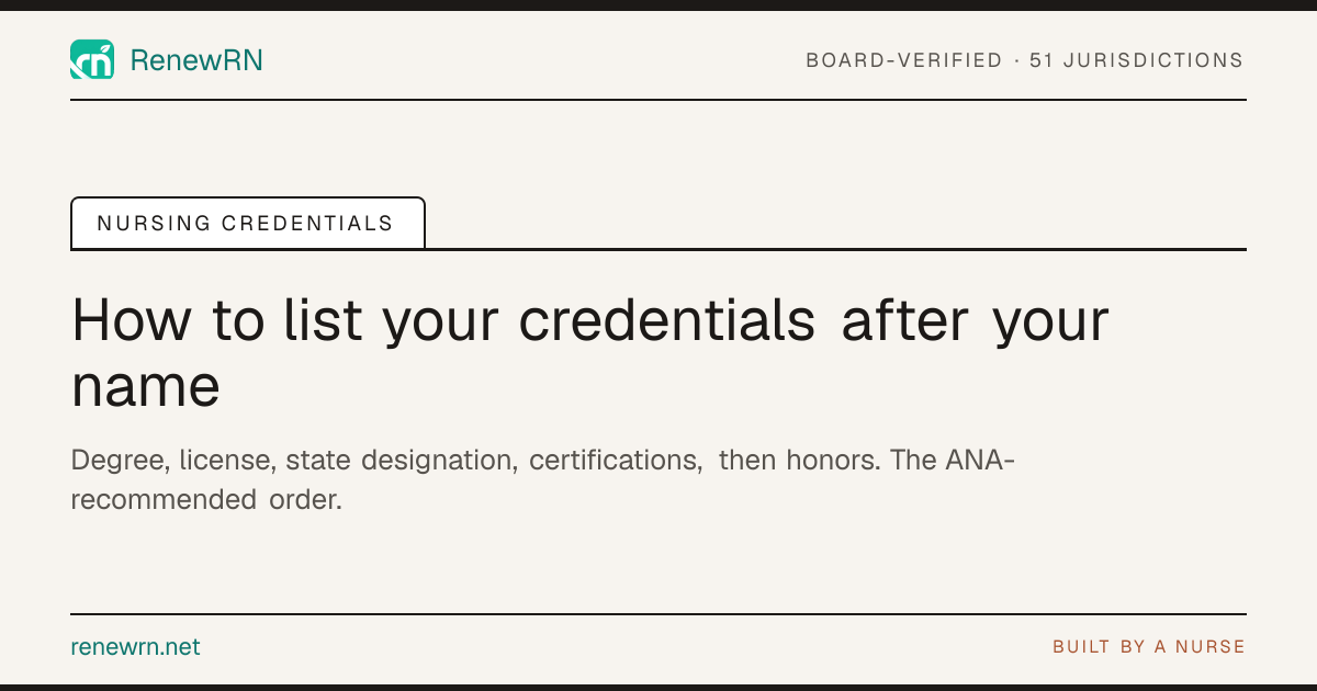 How to List Your Nursing Credentials After Your Name | RenewRN