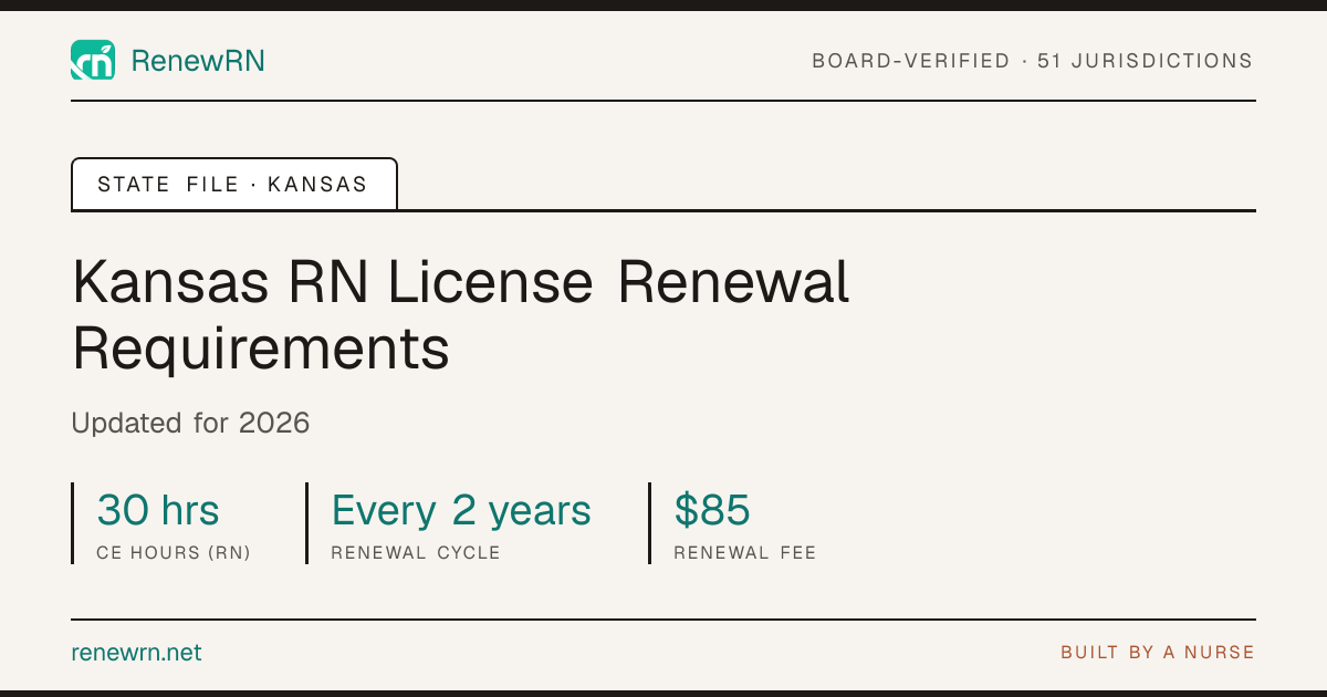 Kansas Nursing License Renewal 2026 | RenewRN