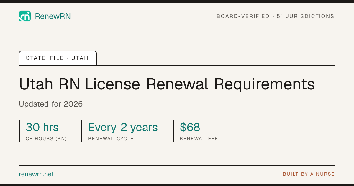 Utah Nursing License Renewal 2026 | RenewRN